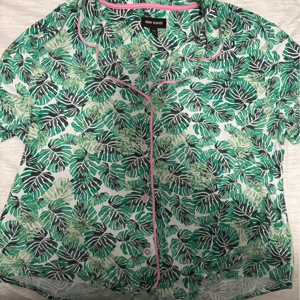 Room Service Monstera Print PJ Top XL